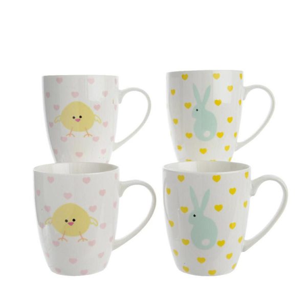 SET 2 TAZZE MUG PORCELLANA-PASQUA- 8X10X10CM OVETTO/CONIGLIO