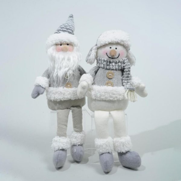 SET 2 SOGGETTI FELTRO H.16 CM -WINTER- GRIGIO