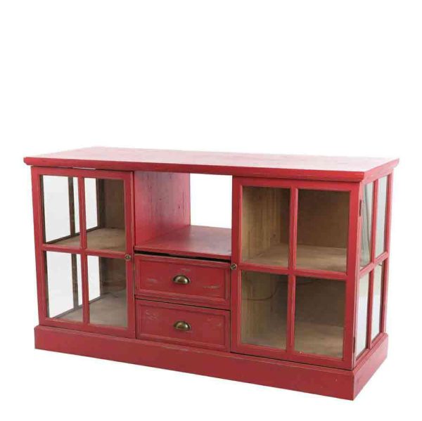 MOBILE LEGNO 56X149X88 CM C/ANTE E CASSETTI ROSSO MOBILE LEGNO 56X149X88 CM C/ANTE E CASSETTI ROSSO