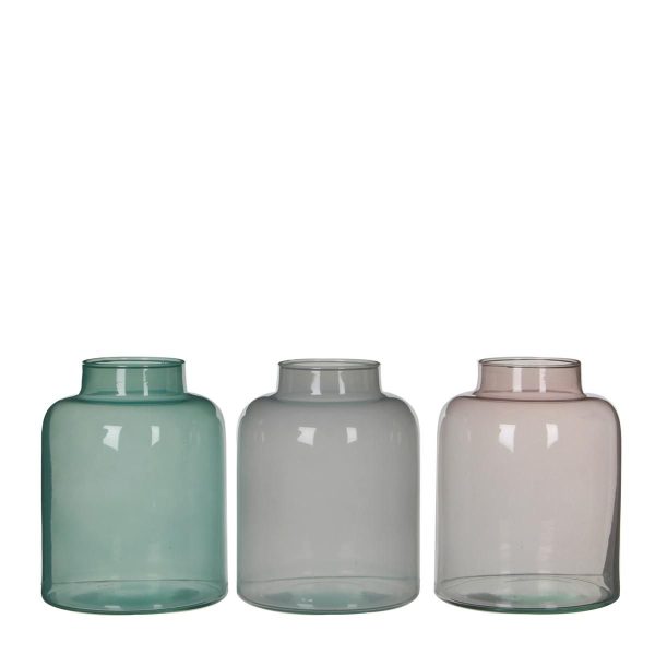 SET 3 BOTTIGLIE VETRO-SYLVIE- ASS.BIANCO/ROSA/VERDE