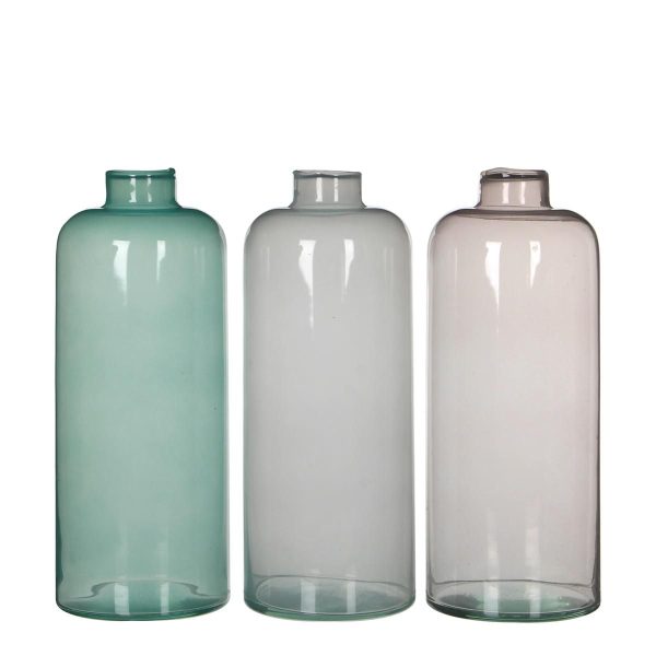 SET 3 BOTTIGLIE VETRO LATTE-SYLVIE- ASS.BIANCO/ROSA/VERDE