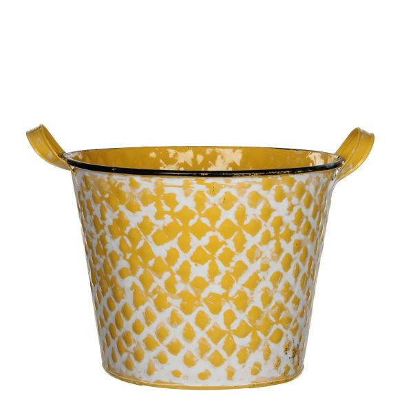 VASO ZINCO TONDO D.24CM H.18,5 CM -JANO- 2M. GIALLO