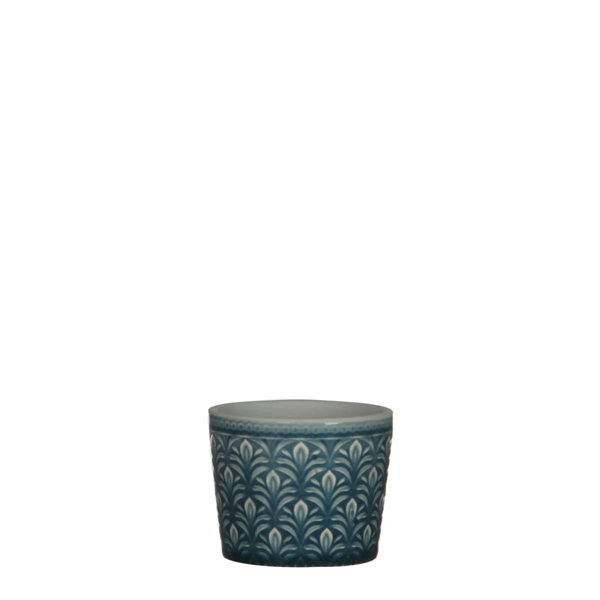 VASO CERAMICA TONDO D.7,5 CM H.6 CM -DUKE- PETROLIO