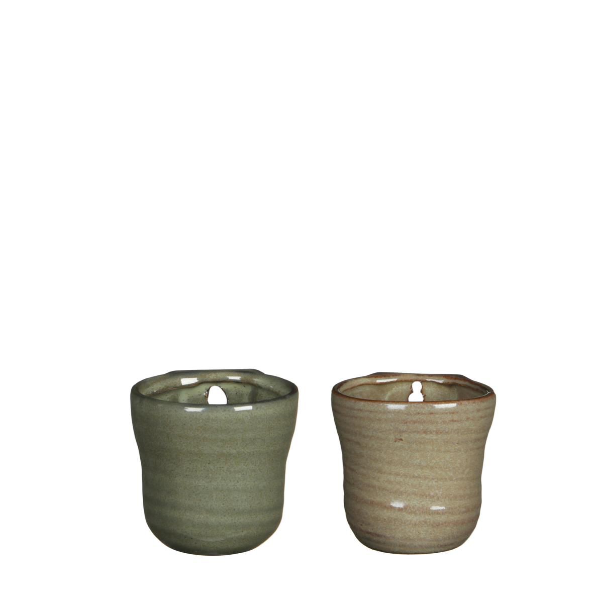 SET 2 VASI CERAMICA TONDI D,.7,8 CM H.7,8 CM D/APP. GREY-TORT. SET 2 VASI CERAMICA TONDI D,.7,8 CM H.7,8 CM D/APP. GREY-TORT.