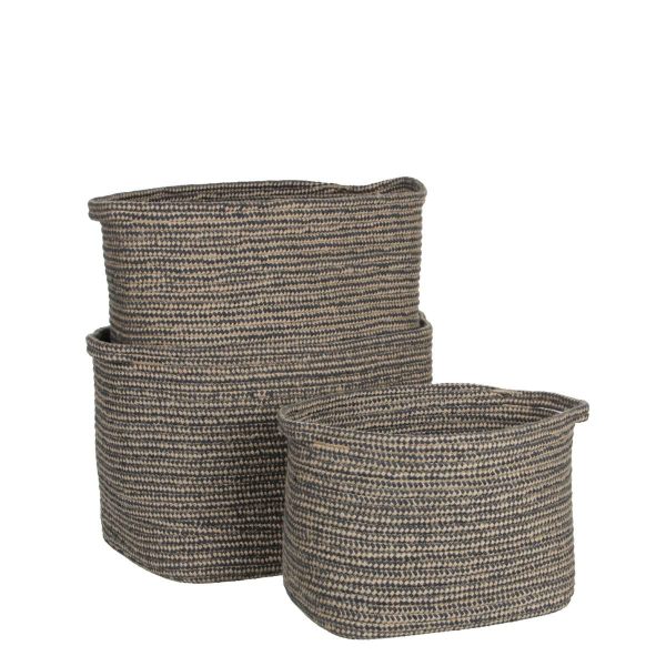 SET 3 CESTI RETT.-LOMBOK- 40X30 H30 CM GRIGIO SCURO