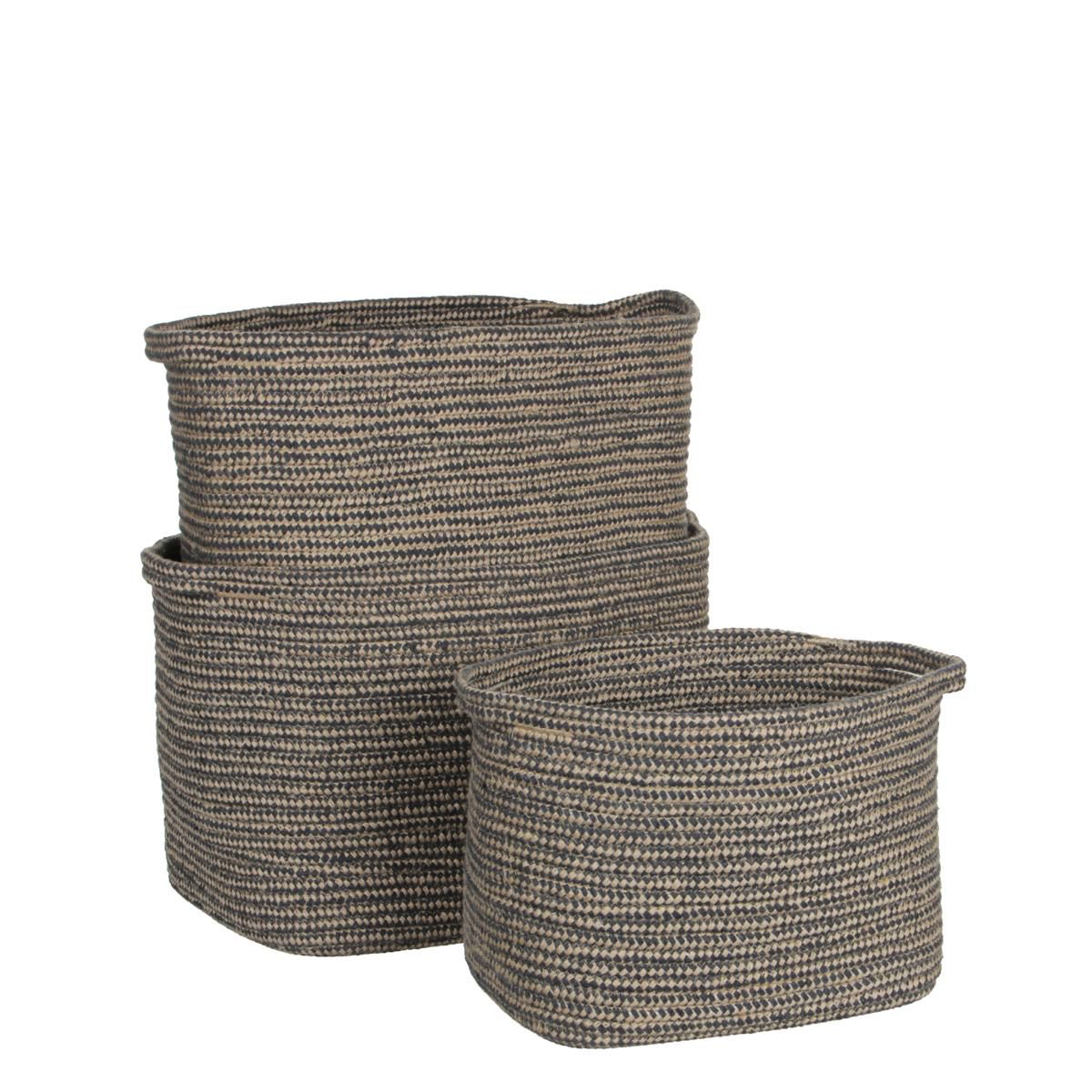 SET 3 CESTI RETT.-LOMBOK- 40X30 H30 CM GRIGIO SCURO