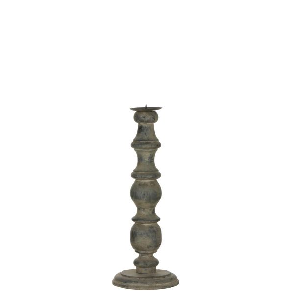 CANDELIERE LEGNO D.14 CM H.38 CM GRIGIO CANDELIERE LEGNO D.14 CM H.38 CM GRIGIO