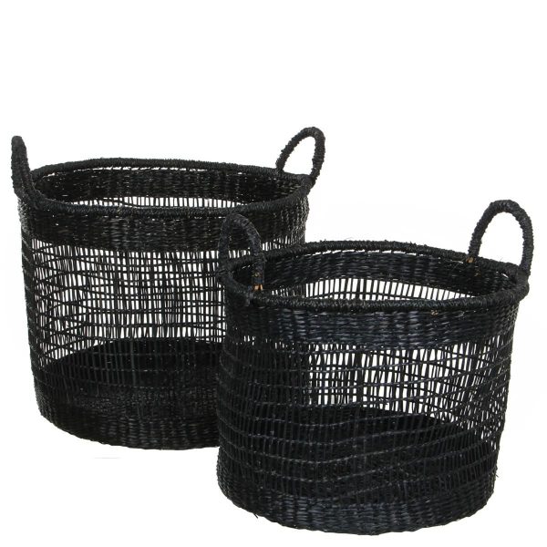 SET 2 CESTE TONDI TRAFORATE-HARPER- H32 D40/H35 D27 CM NERO SET 2 CESTE TONDI TRAFORATE-HARPER- H32 D40/H35 D27 CM NERO