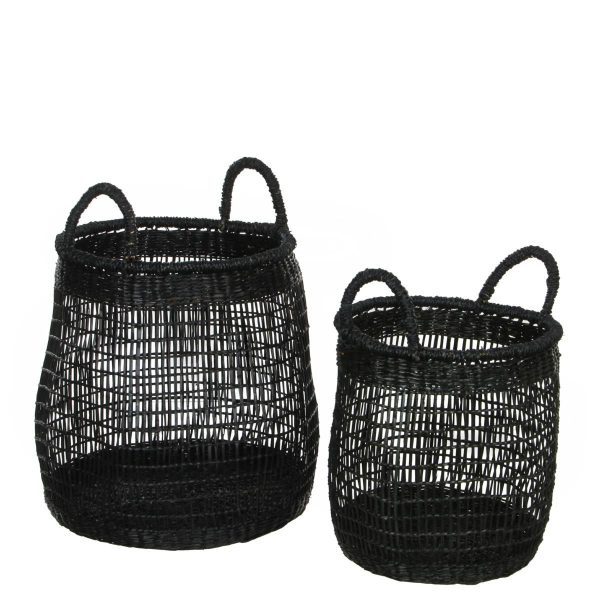 SET 2 CESTI TONDI TRAFORATE-HARPER- H32 D34/H26 D26 CM NERO SET 2 CESTI TONDI TRAFORATE-HARPER- H32 D34/H26 D26 CM NERO