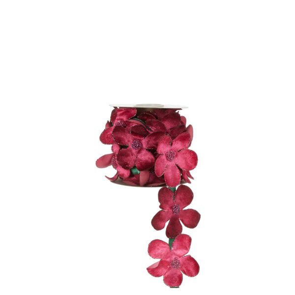 NASTRO VELLUTO -FIORI- 110MM 3MT FUCSIA