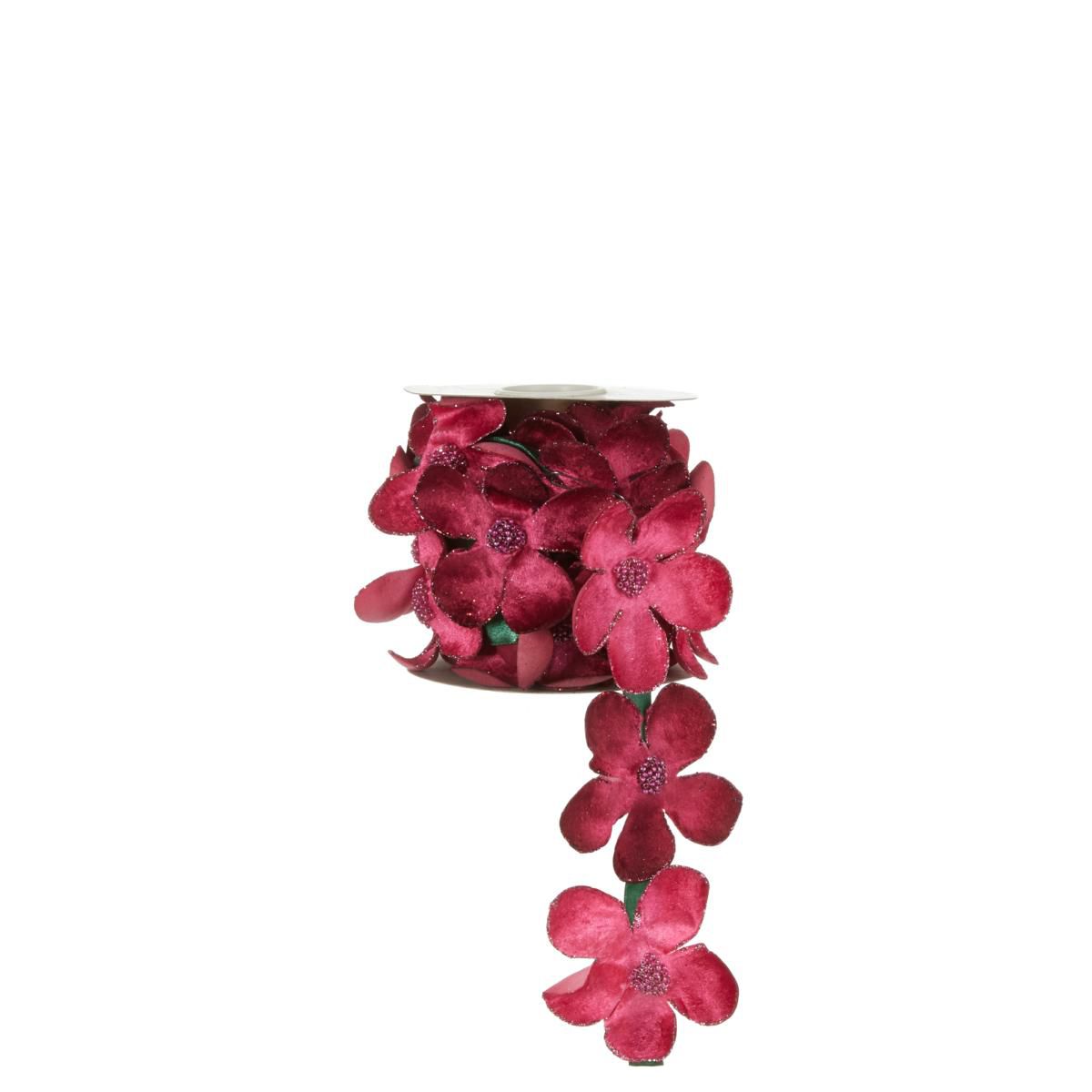 NASTRO VELLUTO -FIORI- 110MM 3MT FUCSIA