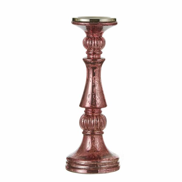 CANDELIERE VETRO D.12,5CM H.34 CM ROSA ANTICO CANDELIERE VETRO D.12,5CM H.34 CM ROSA ANTICO