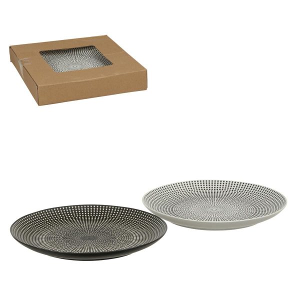 SET 2 PIATTI CERAMICA TONDO D.26 CM -MERRYL- BIANCO/NERO SET 2 PIATTI CERAMICA TONDO D.26 CM -MERRYL- BIANCO/NERO