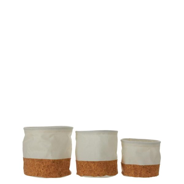 SET 3 CESTI TESS/SUGHERO D.13,5-17 H.12,5-18 CM BIANCO/NATURALE SET 3 CESTI TESS/SUGHERO D.13,5-17 H.12,5-18 CM BIANCO/NATURALE