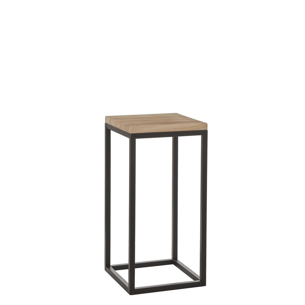 ALZATA FERRO C/LEGNO NATURALE 30X30 CM H.62 CM -IRON- NERO