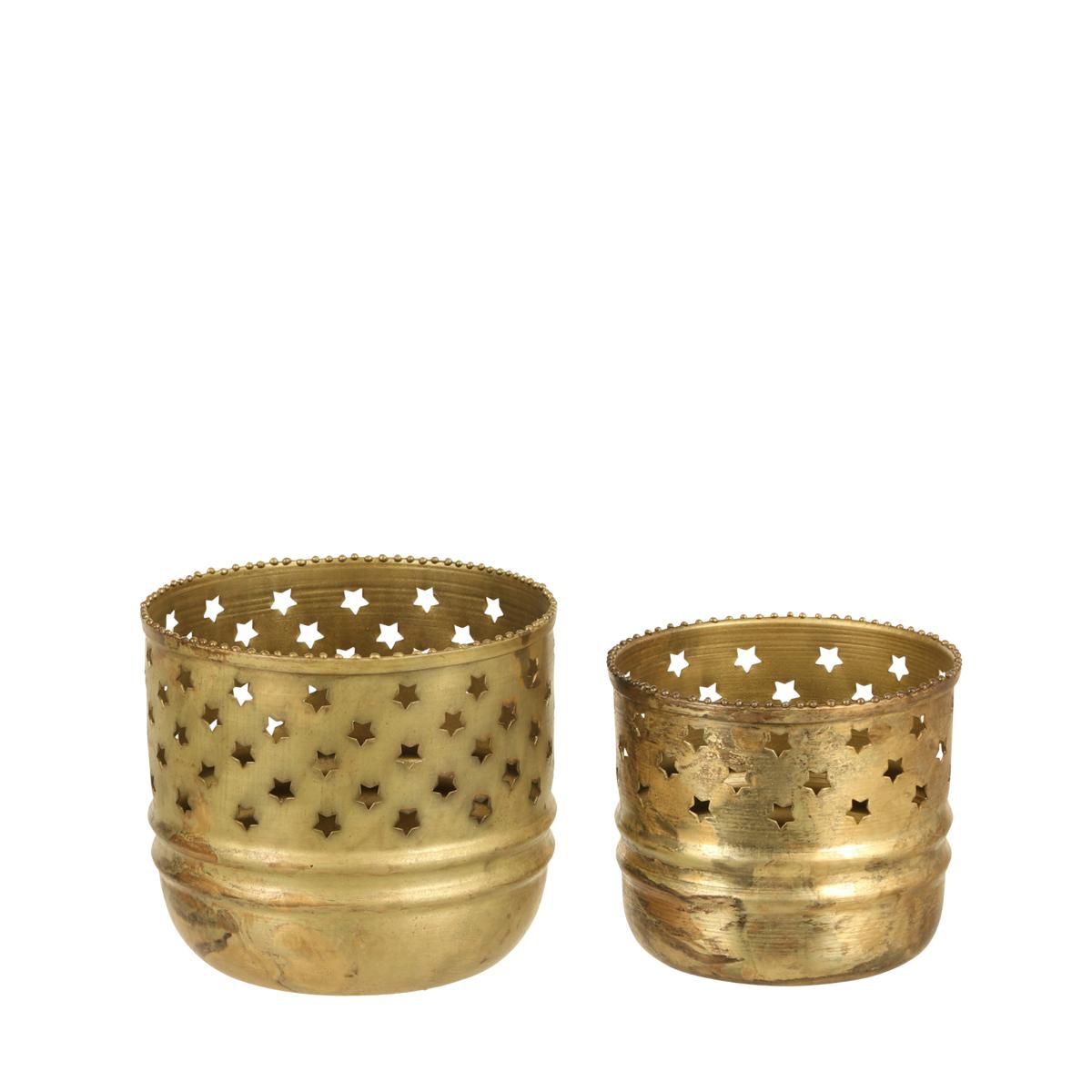 SET 2 PORTATEALIGHT METALLO D.12,5/10,5 H.11/10 CM ORO