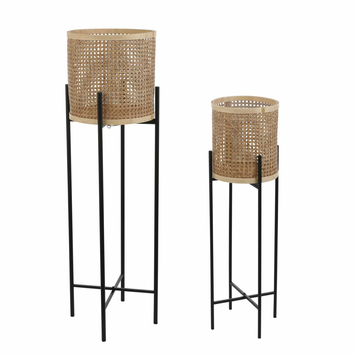 SET 2 ALZATE METALLO C/CESTO D.26-32 H.88-109 CM-KARS-NATURALE