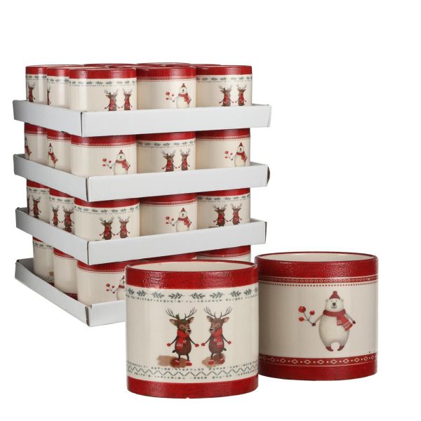 VASO CERMICA TONDO D.13,5 CM H.12,5 CM -NATALE- ASS. BCO/ROSSO