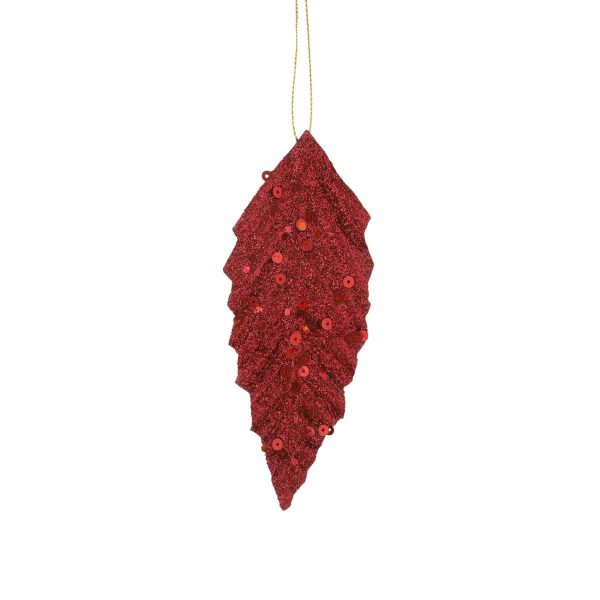 SET 6 FOGLIE 15X6 CM D/APPENDERE GLITTER ROSSO SET 6 FOGLIE 15X6 CM D/APPENDERE GLITTER ROSSO