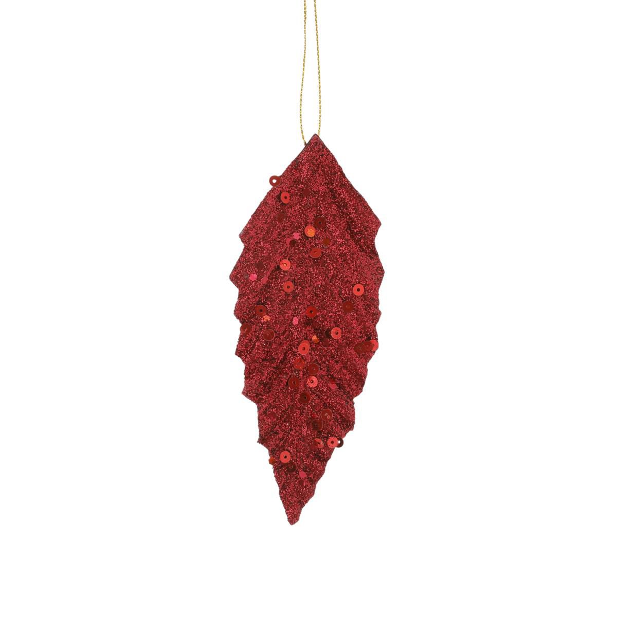 SET 6 FOGLIE 15X6 CM D/APPENDERE GLITTER ROSSO SET 6 FOGLIE 15X6 CM D/APPENDERE GLITTER ROSSO