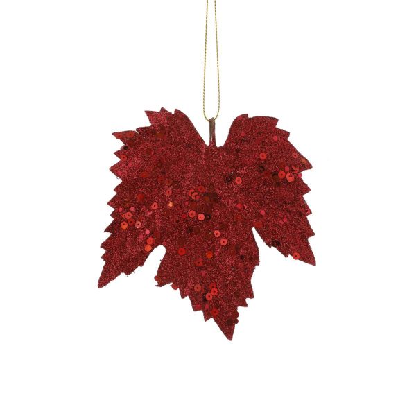 SET 6 FOGLIE ACERO 14X14 CM D/APPENDERE GLITTER ROSSO SET 6 FOGLIE ACERO 14X14 CM D/APPENDERE GLITTER ROSSO