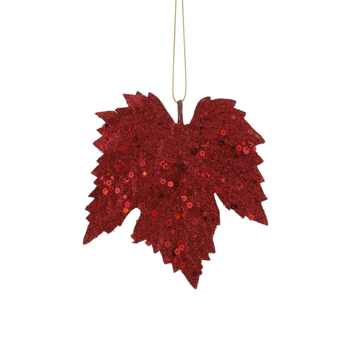 SET 6 FOGLIE ACERO 14X14 CM D/APPENDERE GLITTER ROSSO SET 6 FOGLIE ACERO 14X14 CM D/APPENDERE GLITTER ROSSO