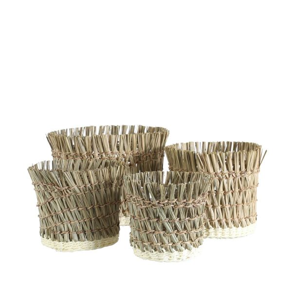 SET 4 CESTI D.14-24 CM H.13-22 CM -YANA- NATURALE/BIANCO SET 4 CESTI D.14-24 CM H.13-22 CM -YANA- NATURALE/BIANCO