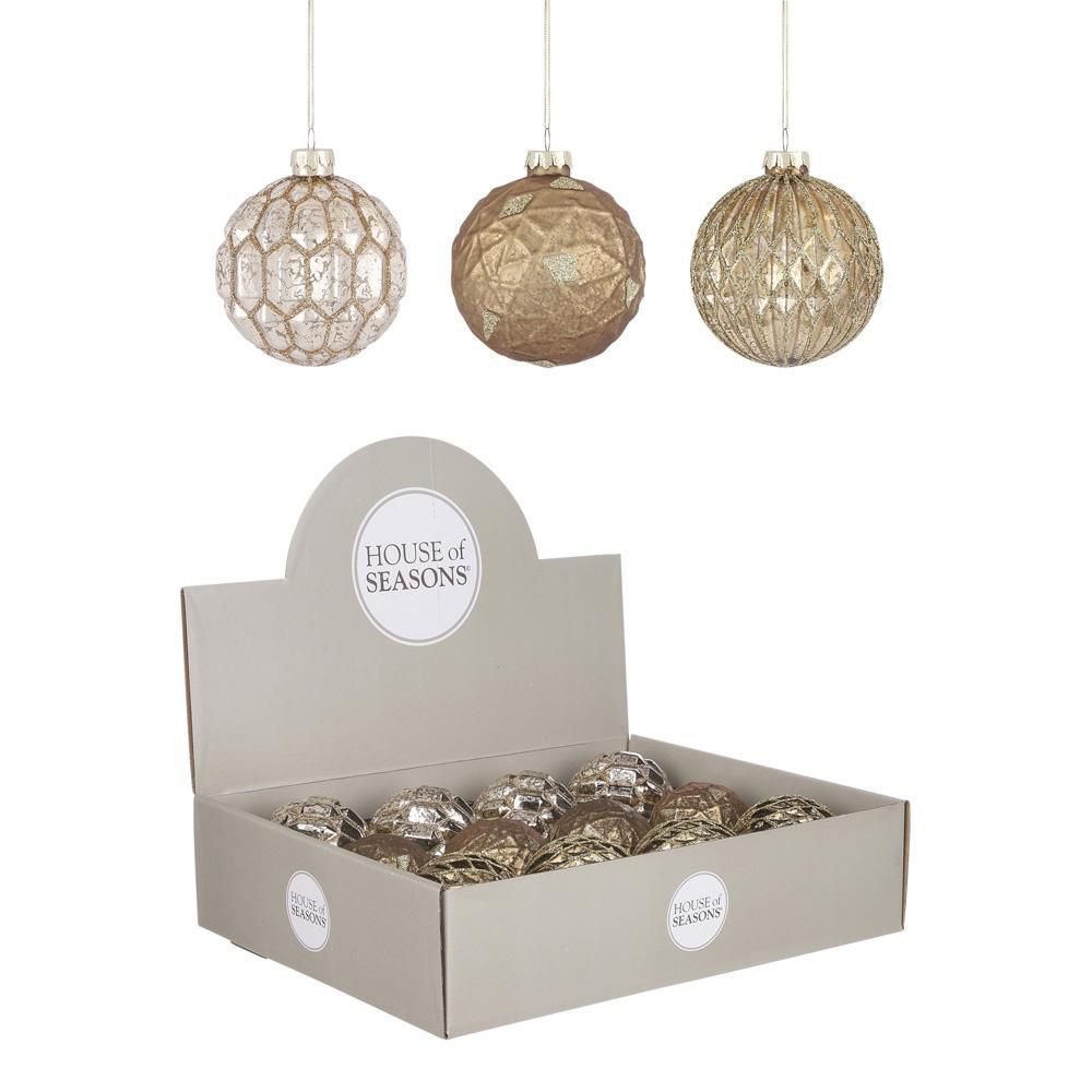 SET 3 SFERE VETRO MM.80ORO/RAME/ARGENTO SET 3 SFERE VETRO MM.80ORO/RAME/ARGENTO