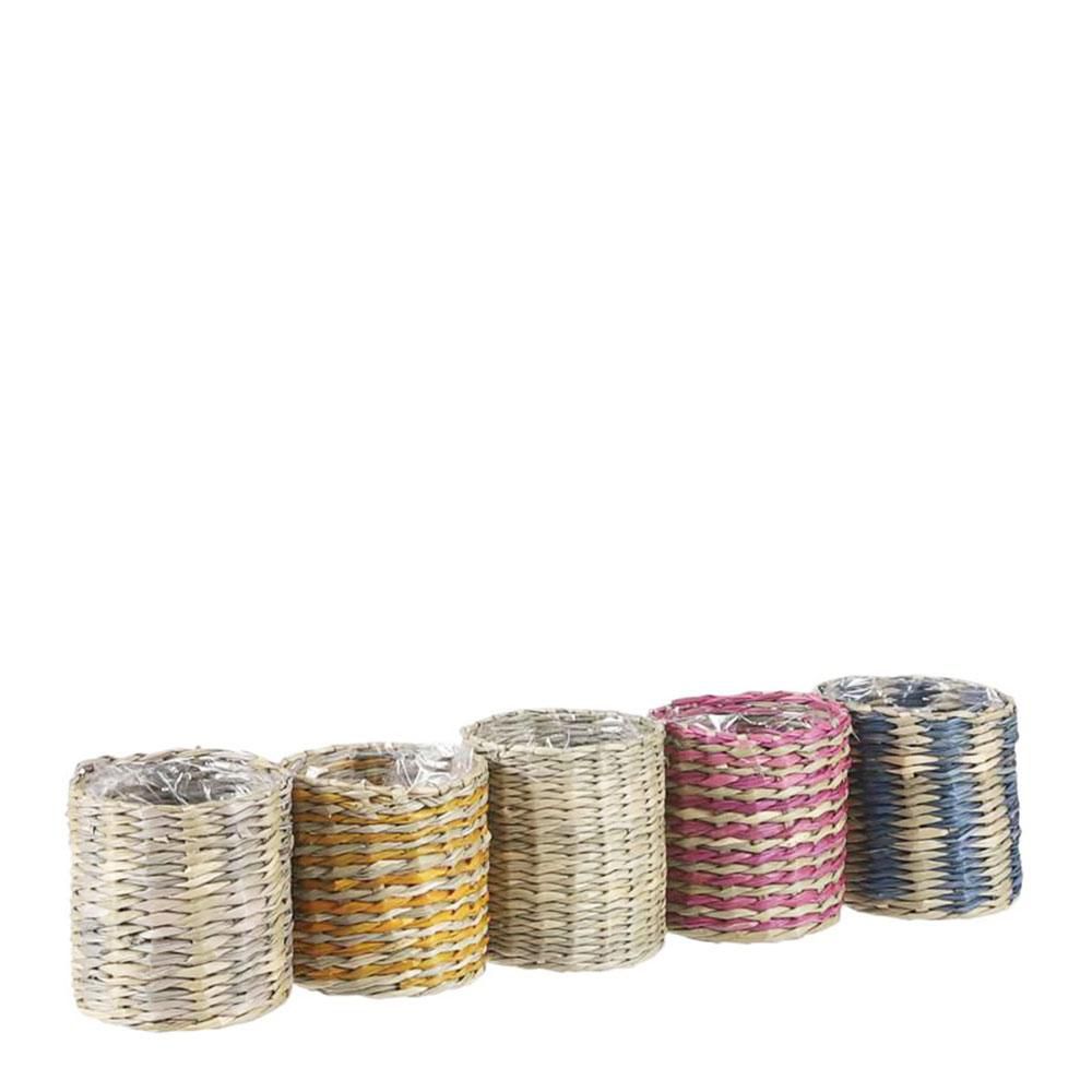 SET 5 CESTINI D.7 CM H.7 CM -ALEXIS-NATURALE/GIALLO/ROSA/CELESTE