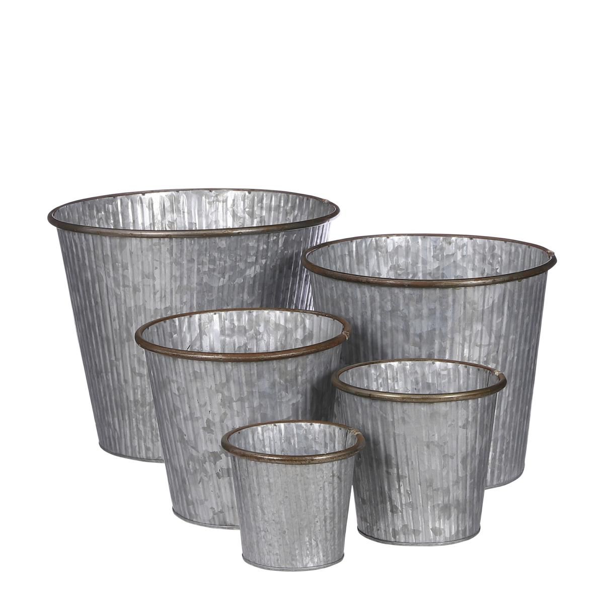 SET 5 CONTENITORI METALLO D.13-31 CM H.11-25 CM GRIGIO SET 5 CONTENITORI METALLO D.13-31 CM H.11-25 CM GRIGIO