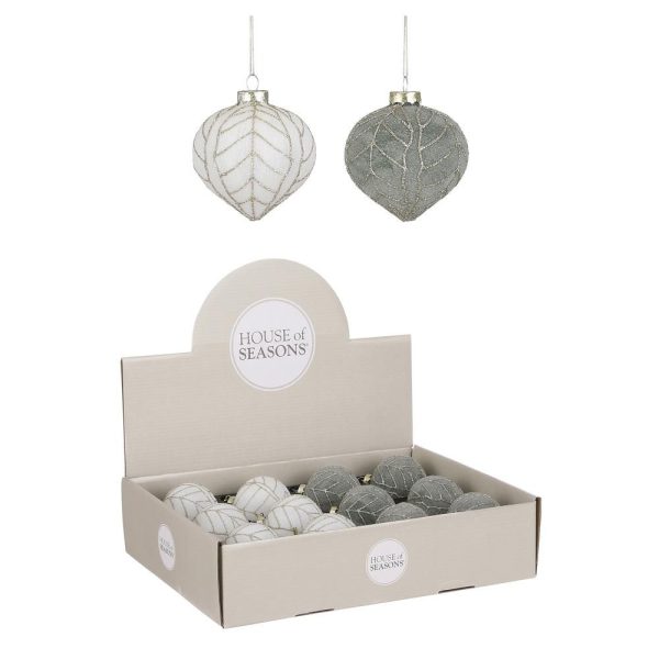 SET 2 SFERE VETRO MM.80BIANCO/VERDE/ORO