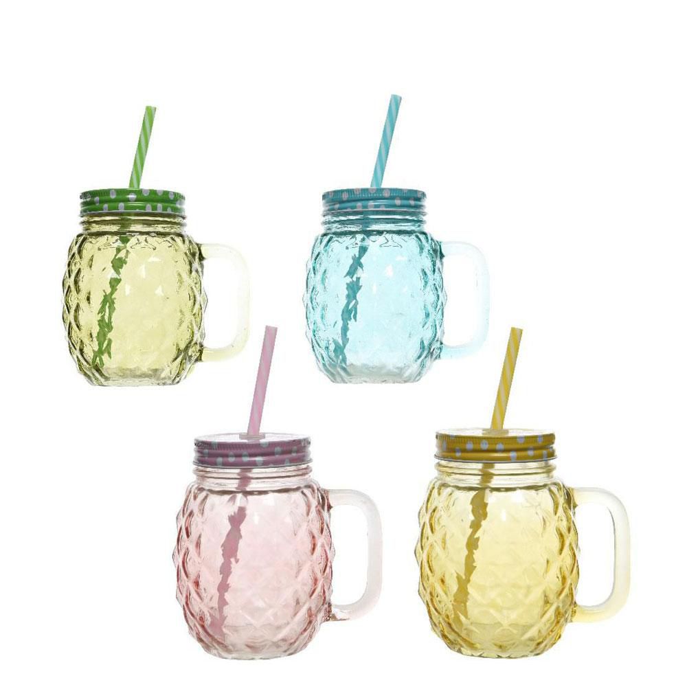 SET 4 BAROTTOLI VETRO 8,5X12X13 CM C/CANNUCCIA ASSORTITI