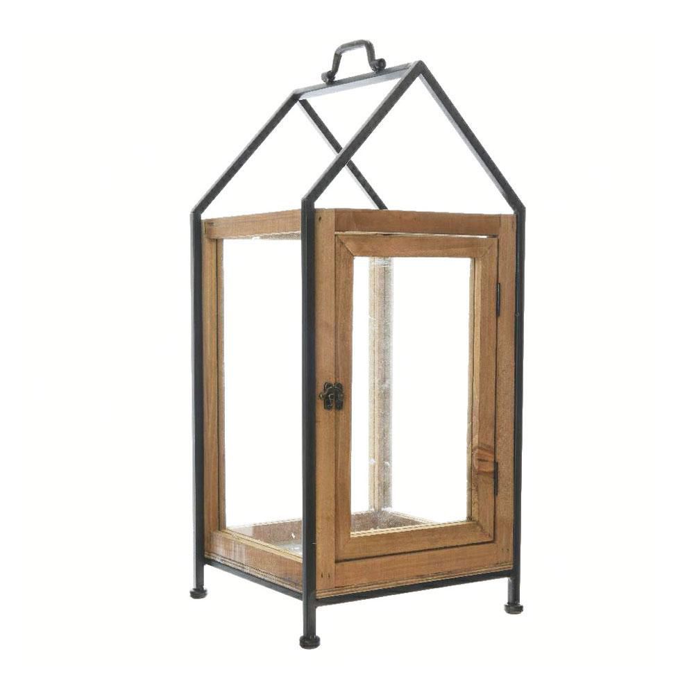 LANTERNA ABETE/METALLO-HOUSE-25,5X25,5X58 NATURALE LANTERNA ABETE/METALLO-HOUSE-25,5X25,5X58 NATURALE