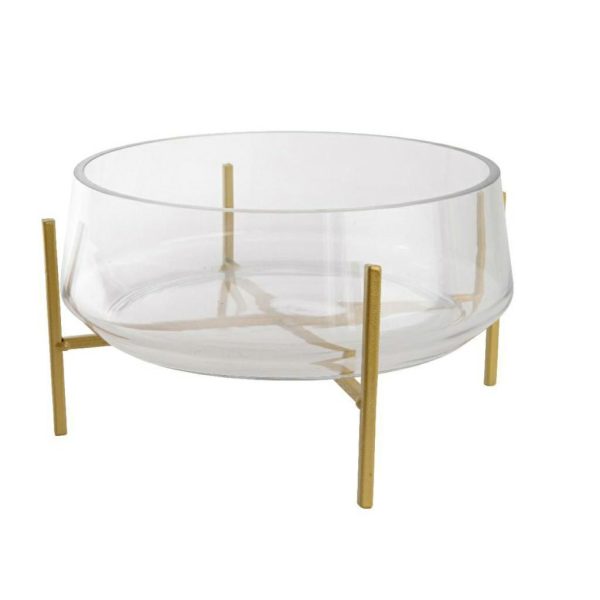 VASO VETRO TRASP. S/BASE METALLO ORO D. 24X12,5 CM VASO VETRO TRASP. S/BASE METALLO ORO D. 24X12,5 CM