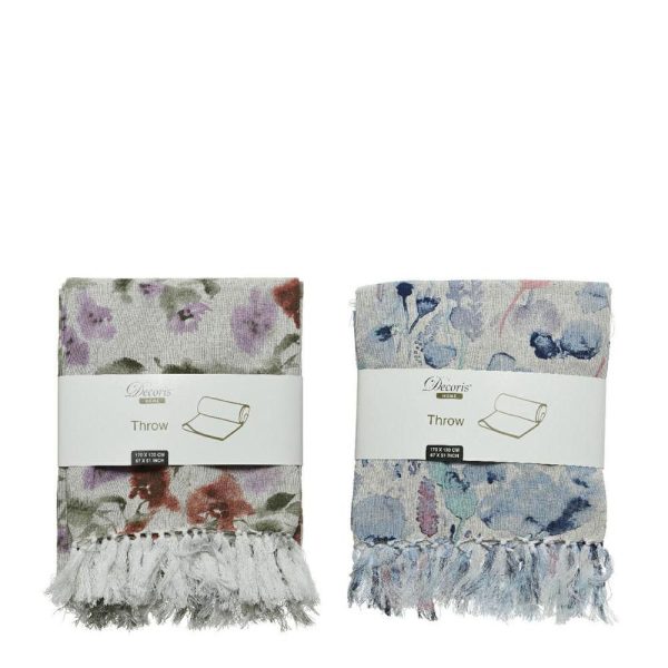 COPERTA LINO 170X130 CM-ACQUERELLO FLOREALE- 2ASS. COPERTA LINO 170X130 CM-ACQUERELLO FLOREALE- 2ASS.