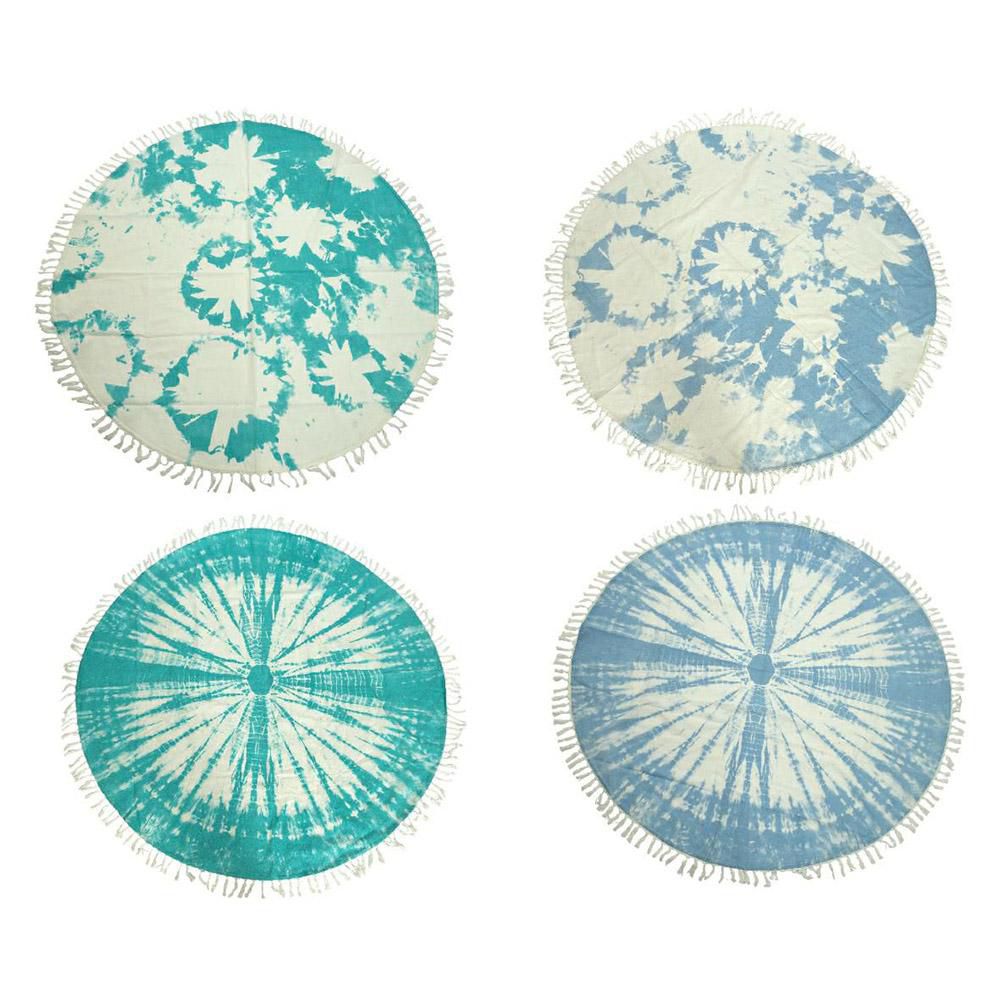 TAPPETO COTONE TONDO D.150 CM 2 ASS. 2 COL BLU/TURCHESE