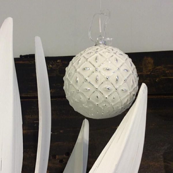 SET 2 SFERE VETRO MM.100 DECO ASS. BIANCO WASH