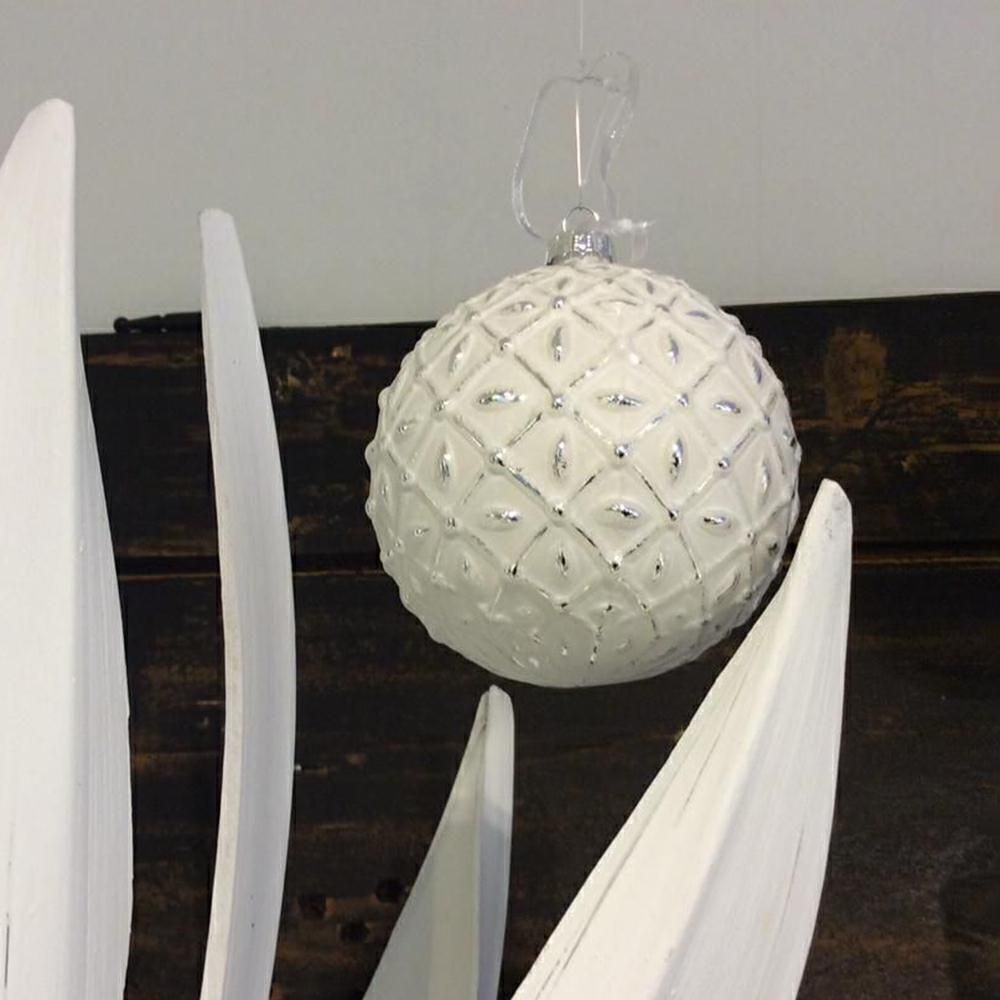 SET 2 SFERE VETRO MM.100 DECO ASS. BIANCO WASH