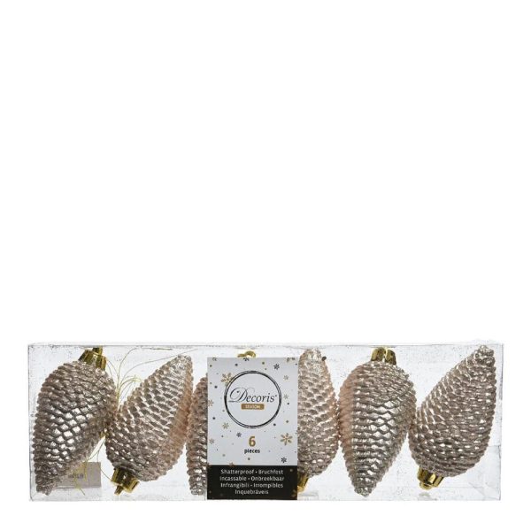 SET 6 PIGNE POLY 50X80MM PERLA GLITTER