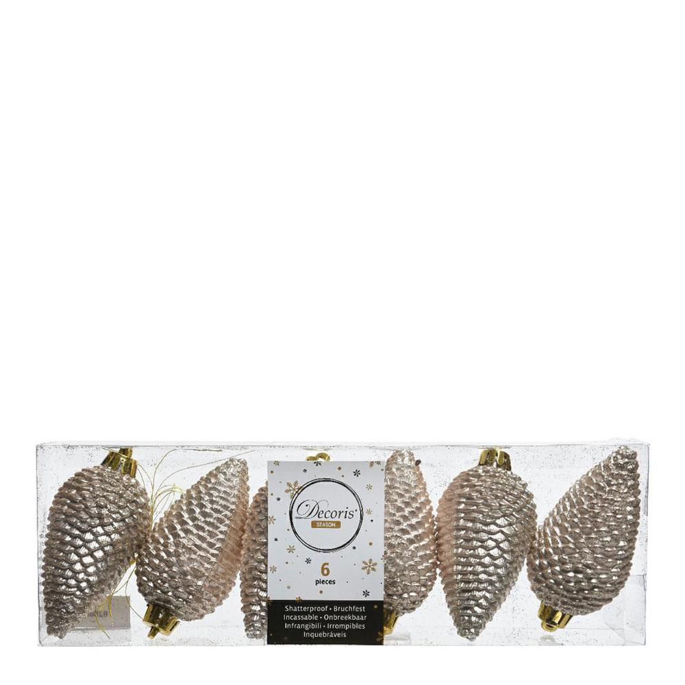 SET 6 PIGNE POLY 50X80MM PERLA GLITTER SET 6 PIGNE POLY 50X80MM PERLA GLITTER