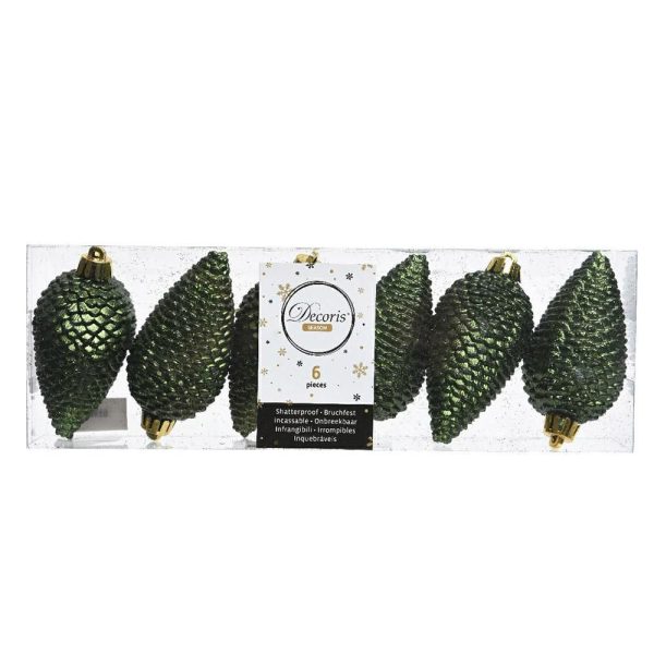 SET 6 PIGNE POLY 50X80MM VERDE GLITTER SET 6 PIGNE POLY 50X80MM VERDE GLITTER