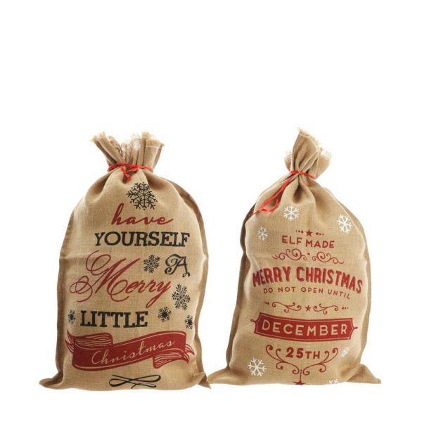 SACCO JUTA 48X80 CM C/DECORO 2ASS NATURALE/ROSSO SACCO JUTA 48X80 CM C/DECORO 2ASS NATURALE/ROSSO