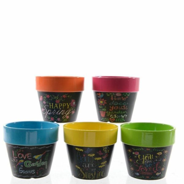 SET 5 VASI CERAMICA D12CM H.11 CM -BLACKBOARD- ASS.