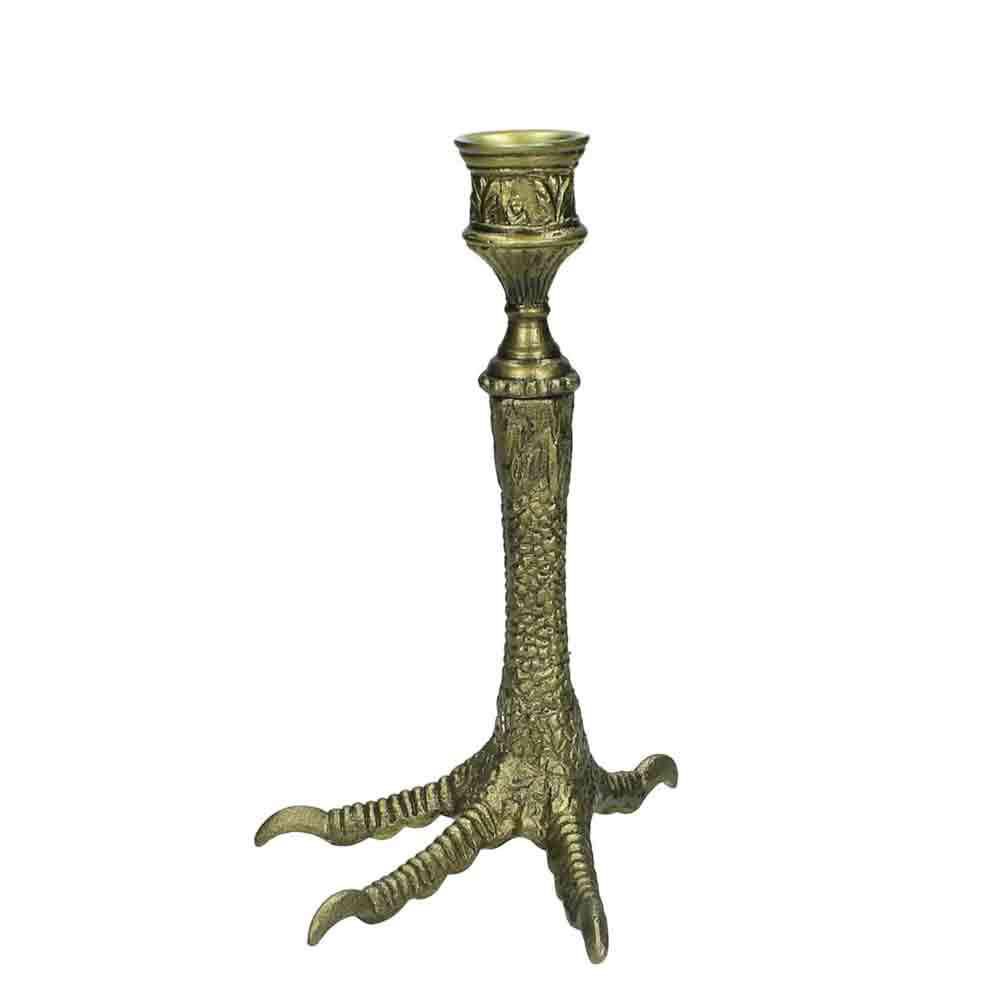 CANDELIERE ALLUMINIO -ZAMPA- 13X11X18 CM ORO ANTICATO