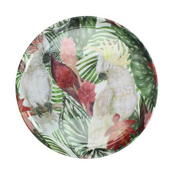 PIATTO METALLO D.47 CM H.3 CM -PARROTS- MULTICOLOR