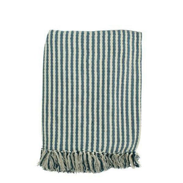 COPERTA COTONE 130X170 CM RIGHE PETROLIO/BIANCA COPERTA COTONE 130X170 CM RIGHE PETROLIO/BIANCA