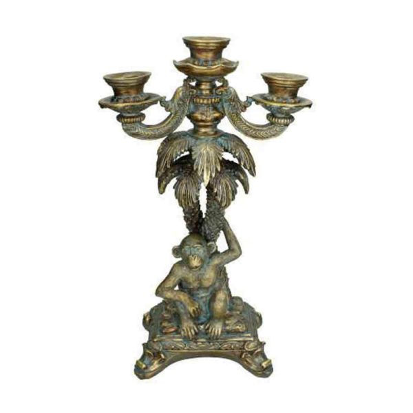 CANDELABRO POLIESINA 3 FUOCHI 24,5X13,5 CM H.41 CM -SCIMMIA- ORO CANDELABRO POLIESINA 3 FUOCHI 24,5X13,5 CM H.41 CM -SCIMMIA- ORO