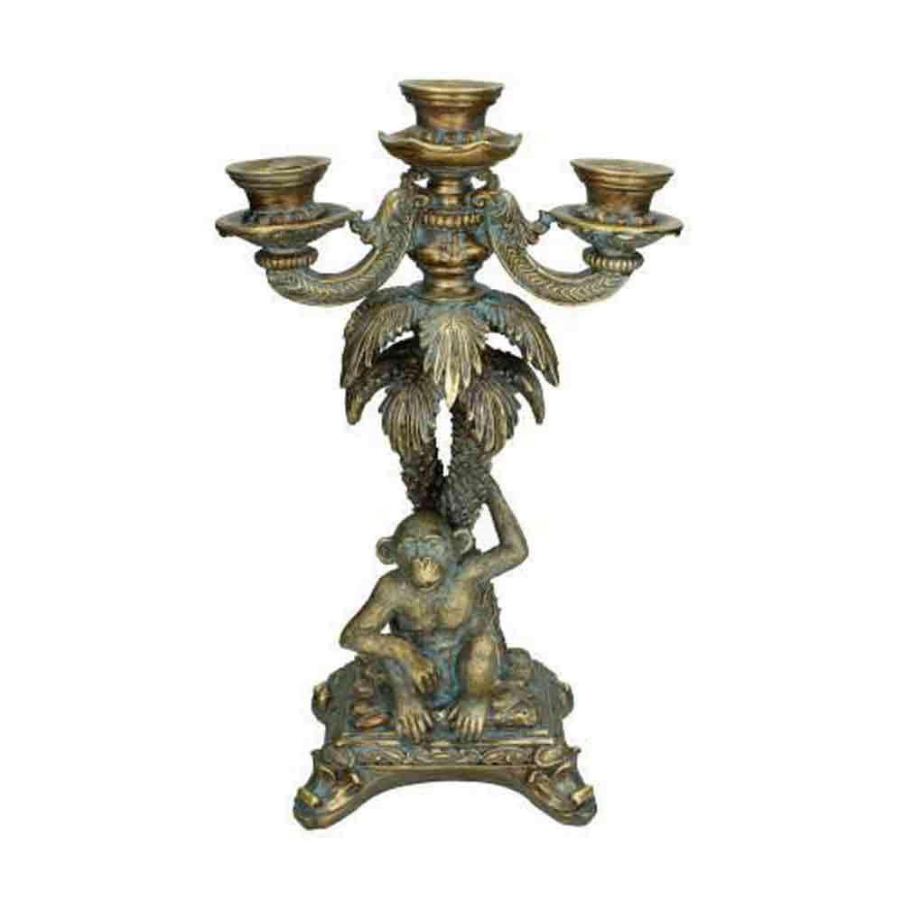 CANDELABRO POLIESINA 3 FUOCHI 24,5X13,5 CM H.41 CM -SCIMMIA- ORO CANDELABRO POLIESINA 3 FUOCHI 24,5X13,5 CM H.41 CM -SCIMMIA- ORO