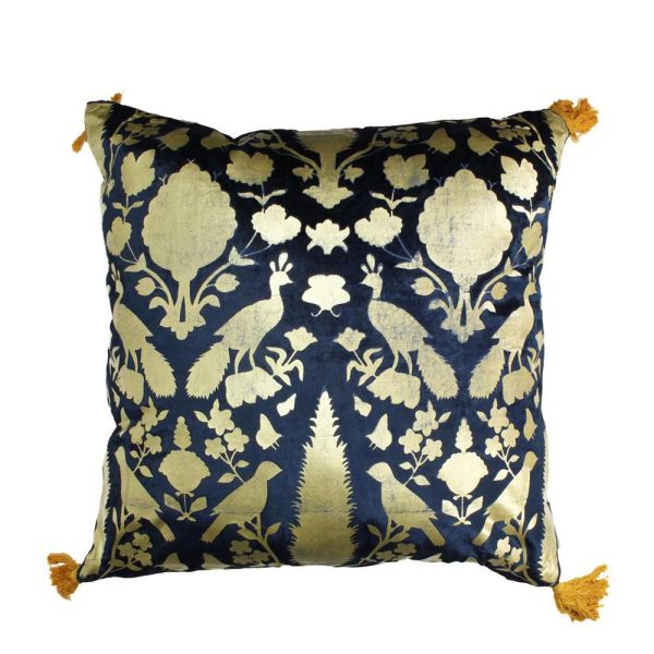 CUSCINO VELLUTO 50X50 CM BLU/ORO CUSCINO VELLUTO 50X50 CM BLU/ORO