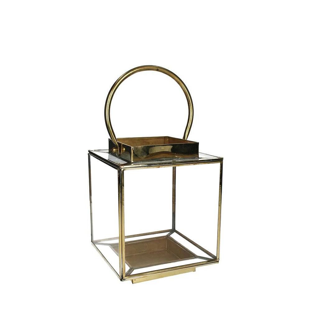 LANTERNA METALLO 20X18 CM H.23 CM ORO LANTERNA METALLO 20X18 CM H.23 CM ORO